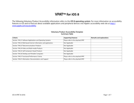 VPAT™ for Ios 8