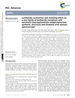 Lanthanide Contraction and Chelating Effect on a New Family of Lanthanide