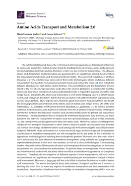 Amino Acids Transport and Metabolism 2.0