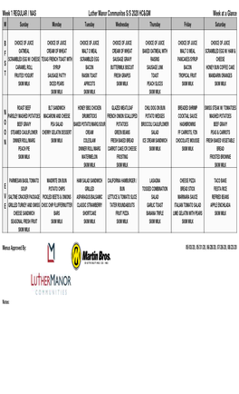 Week 1 REGULAR / NAS Luther Manor Communites S/S 2020 HC&GM Week at a Glance