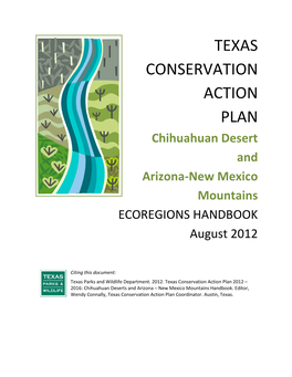 Chihuahuan Desert and Arizona-New Mexico Mountains ECOREGIONS HANDBOOK August 2012