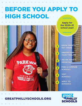 BEFORE YOU APPLY to HIGH SCHOOL Apply for the 2020–21 School Year!