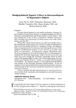 Handgrip-Induced Negative U-Wave in Electrocardiogram of Hypertensive Subjects