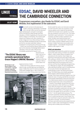 Edsac, David Wheeler and the Cambridge Connection