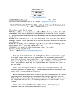 Dames at Sea Press Release