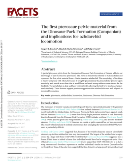 The First Pterosaur Pelvic Material from the Dinosaur Park Formation (Campanian) and Implications for Azhdarchid Locomotion