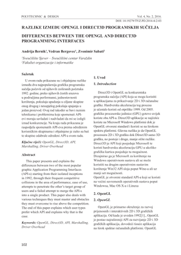 Razlike Između Opengl I Direct3d Programskih Sučelja Differences
