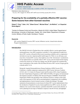 Preparing for the Availability of a Partially Effective HIV Vaccine: Some Lessons from Other Licensed Vaccines