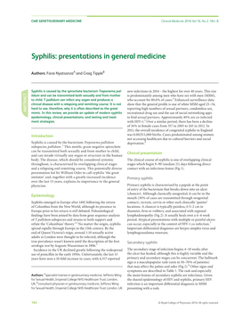 Syphilis: Presentations in General Medicine