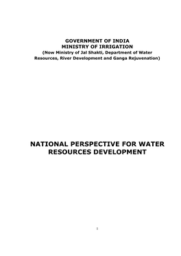 National Perspective for Water Resources Development