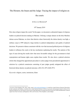 The Dictator, the Imam and the Judge: Tracing the Impact of Religion on the Courts by SULTAN MEHMOOD