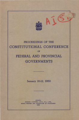 Constitutional Conference Federal and Provincial