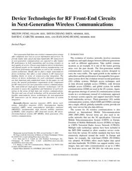 Device Technologies for RF Front-End Circuits in Next-Generation Wireless Communications