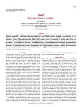REVIEW Odometry and Insect Navigation