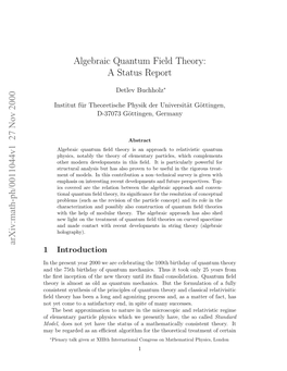 Algebraic Quantum Field Theory: a Status Report
