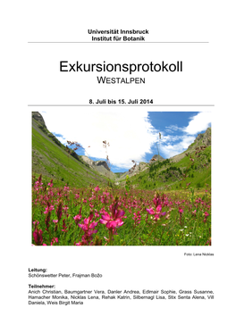 Exkursionsprotokoll WESTALPEN