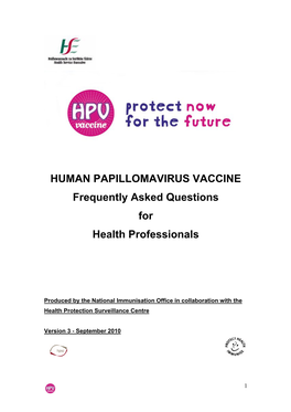 HPV Vaccine Frequently Asked Questions for Health Professionals