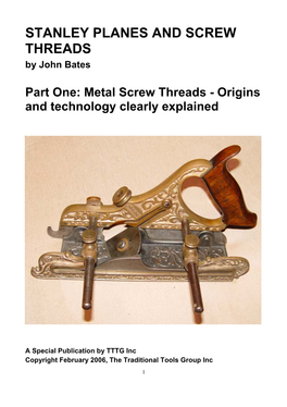 STANLEY PLANES and SCREW THREADS by John Bates