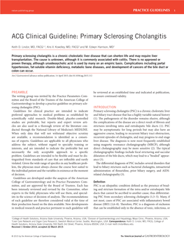 ACG Clinical Guideline: Primary Sclerosing Cholangitis