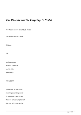 The Phoenix and the Carpet by E. Nesbit&lt;/H1&gt;