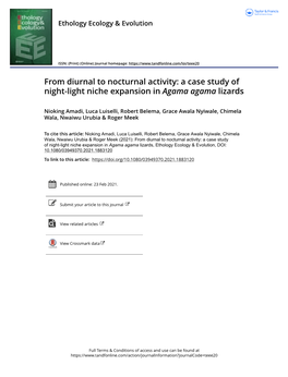 From Diurnal to Nocturnal Activity: a Case Study of Night-Light Niche Expansion in Agama Agama Lizards