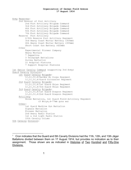 Organization of German Field Armies, 17 August 1914