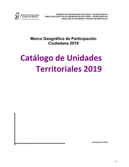 Catálogo De Unidades Territoriales 2019