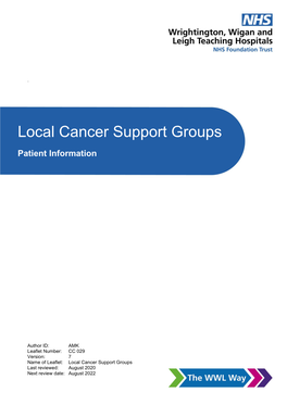 Local Cancer Support Groups