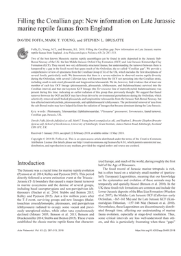 Filling the Corallian Gap: New Information on Late Jurassic Marine Reptile Faunas from England