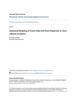 Statistical Modeling of Count Data with Over-Dispersion Or Zero-Inflation Problems