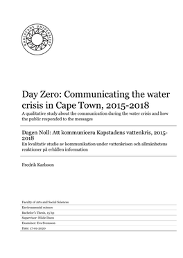 Day Zero: Communicating the Water Crisis in Cape Town, 2015-2018