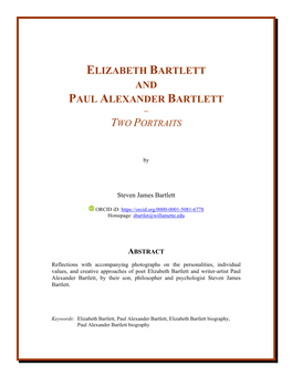 Elizabeth Bartlett and Paul Alexander Bartlett  Two Portraits