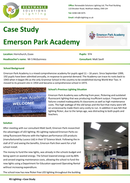 Case Study Emerson Park Academy