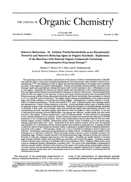 THE JOURYAL of Organic Chemistry