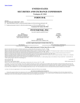 INVENSENSE, INC. (Exact Name of Registrant As Specified in Its Charter)