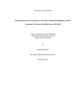 The Failure of Byzantine Diplomacy and the Expansion of Trade in the Mediterranean, 700-1200