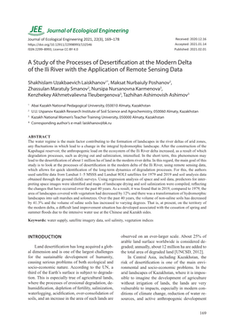 A Study of the Processes of Desertification at the Modern Delta of the Ili River with the Application of Remote Sensing Data