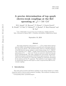 A Precise Determination of Top Quark Electro-Weak Couplings at the ILC
