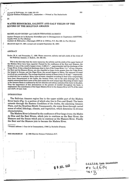 Water Resources, Salinity and Salt Yields of the Rivers of the Bolivian Amazon