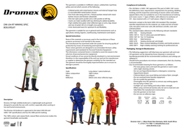 Technical Datasheet DW J54 ANG RT BOILERSUIT