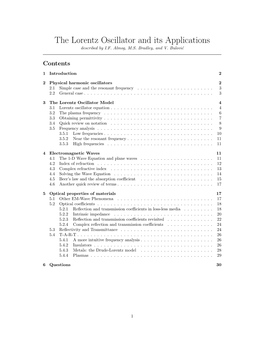 The Lorentz Oscillator and Its Applications Described by I.F