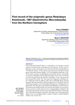 Gastrotricha: Macrodasyida) from the Northern Hemisphere