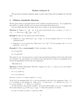 Modular Arithmetic II