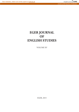 Eger Journal of English Studies