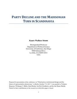 Party Decline and the Madisonian Turn in Scandinavia