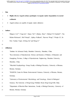 Highly Diverse Asgard Archaea Participate in Organic Matter Degradation in Coastal