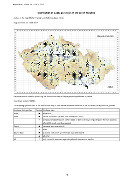 1 Distribution of Gagea Pratensis in the Czech Republic