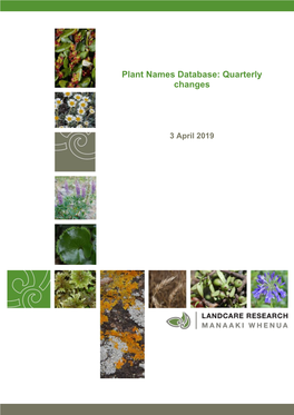 Plant Names Database: Quarterly Changes