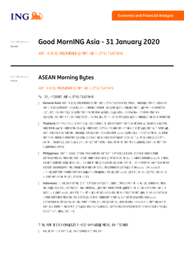 Good Morning Asia - 31 January 2020 Bundle the Coronavirus Is Now the Global Emergency