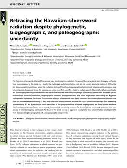 Retracing the Hawaiian Silversword Radiation Despite Phylogenetic, Biogeographic, and Paleogeographic Uncertainty